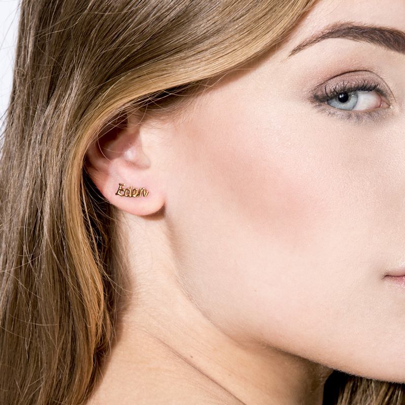 Personalised thea earrings in yellow gold